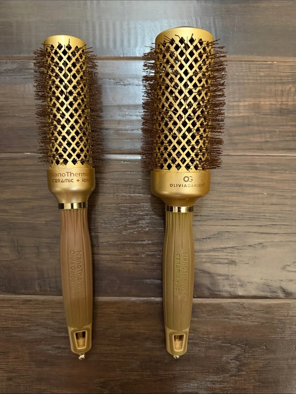 Nanothermic Gold Round Barrel Hair Brushes - Set of 2